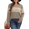 image:imageWIHOLL Womens Sweaters Trendy Color Block Tops Long Sleeve Shirts Fall Outfits Early Fall Fashion 2026 Winter ClothingUnique Khaki Apricot