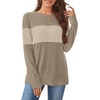 image:imageWIHOLL Womens Sweaters Trendy Color Block Tops Long Sleeve Shirts Fall Outfits Early Fall Fashion 2026 Winter ClothingUnique Khaki Apricot
