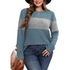 image:imageWIHOLL Womens Sweaters Trendy Color Block Tops Long Sleeve Shirts Fall Outfits Early Fall Fashion 2026 Winter ClothingUnique Muted Blue Grey