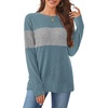 image:imageWIHOLL Womens Sweaters Trendy Color Block Tops Long Sleeve Shirts Fall Outfits Early Fall Fashion 2026 Winter ClothingUnique Muted Blue Grey