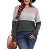 image:imageWIHOLL Womens Sweaters Trendy Color Block Tops Long Sleeve Shirts Fall Outfits Early Fall Fashion 2026 Winter ClothingUnique Pink Grey
