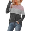 image:imageWIHOLL Womens Sweaters Trendy Color Block Tops Long Sleeve Shirts Fall Outfits Early Fall Fashion 2026 Winter ClothingUnique Pink Grey