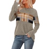 image:imageWIHOLL Womens Sweaters Trendy Color Block Tops Long Sleeve Shirts Fall Outfits Early Fall Fashion 2026 Winter ClothingUnique Plaid Brown