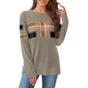 image:imageWIHOLL Womens Sweaters Trendy Color Block Tops Long Sleeve Shirts Fall Outfits Early Fall Fashion 2026 Winter ClothingUnique Plaid Brown