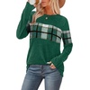image:imageWIHOLL Womens Sweaters Trendy Color Block Tops Long Sleeve Shirts Fall Outfits Early Fall Fashion 2026 Winter ClothingUnique Plaid Green