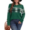 image:imageWIHOLL Womens Sweaters Trendy Color Block Tops Long Sleeve Shirts Fall Outfits Early Fall Fashion 2026 Winter ClothingUnique Plaid Green