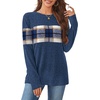 image:imageWIHOLL Womens Sweaters Trendy Color Block Tops Long Sleeve Shirts Fall Outfits Early Fall Fashion 2026 Winter ClothingUnique Plaid Navy