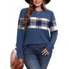 image:imageWIHOLL Womens Sweaters Trendy Color Block Tops Long Sleeve Shirts Fall Outfits Early Fall Fashion 2026 Winter ClothingUnique Plaid Navy