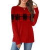 image:imageWIHOLL Womens Sweaters Trendy Color Block Tops Long Sleeve Shirts Fall Outfits Early Fall Fashion 2026 Winter ClothingUnique Plaid Red