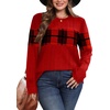 image:imageWIHOLL Womens Sweaters Trendy Color Block Tops Long Sleeve Shirts Fall Outfits Early Fall Fashion 2026 Winter ClothingUnique Plaid Red