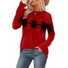 image:imageWIHOLL Womens Sweaters Trendy Color Block Tops Long Sleeve Shirts Fall Outfits Early Fall Fashion 2026 Winter ClothingUnique Plaid Red