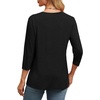 image:imageWIHOLL Womens Tops 34 Length Sleeve V Neck Casual Tunic Tops Basic Shirts Loose Fit BlouseA Black