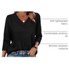 image:imageWIHOLL Womens Tops 34 Length Sleeve V Neck Casual Tunic Tops Basic Shirts Loose Fit BlouseA Black