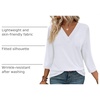 image:imageWIHOLL Womens Tops 34 Length Sleeve V Neck Casual Tunic Tops Basic Shirts Loose Fit BlouseA White