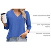 image:imageWIHOLL Womens Tops 34 Length Sleeve V Neck Casual Tunic Tops Basic Shirts Loose Fit BlouseB Blue