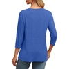 image:imageWIHOLL Womens Tops 34 Length Sleeve V Neck Casual Tunic Tops Basic Shirts Loose Fit BlouseB Blue