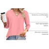image:imageWIHOLL Womens Tops 34 Length Sleeve V Neck Casual Tunic Tops Basic Shirts Loose Fit BlouseB Coral