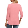 image:imageWIHOLL Womens Tops 34 Length Sleeve V Neck Casual Tunic Tops Basic Shirts Loose Fit BlouseB Coral
