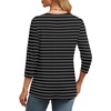 image:imageWIHOLL Womens Tops 34 Length Sleeve V Neck Casual Tunic Tops Basic Shirts Loose Fit BlouseD Black White