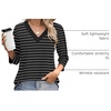 image:imageWIHOLL Womens Tops 34 Length Sleeve V Neck Casual Tunic Tops Basic Shirts Loose Fit BlouseD Black White