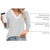 image:imageWIHOLL Womens Tops 34 Length Sleeve V Neck Casual Tunic Tops Basic Shirts Loose Fit BlouseD White Black