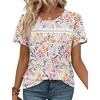 image:imageWIHOLL Womens Tops Boho Summer Outfits 2026 Short Sleeve Shirts with Lace Beach Vacation Clothes Casual S3XL1pink Floral