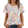 image:imageWIHOLL Womens Tops Boho Summer Outfits 2026 Short Sleeve Shirts with Lace Beach Vacation Clothes Casual S3XL1pink Floral