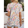 image:imageWIHOLL Womens Tops Boho Summer Outfits 2026 Short Sleeve Shirts with Lace Beach Vacation Clothes Casual S3XL1pink Floral