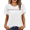 image:imageWIHOLL Womens Tops Boho Summer Outfits 2026 Short Sleeve Shirts with Lace Beach Vacation Clothes Casual S3XL2white