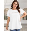 image:imageWIHOLL Womens Tops Boho Summer Outfits 2026 Short Sleeve Shirts with Lace Beach Vacation Clothes Casual S3XL2white