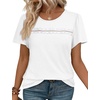 image:imageWIHOLL Womens Tops Boho Summer Outfits 2026 Short Sleeve Shirts with Lace Beach Vacation Clothes Casual S3XL2white