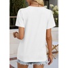 image:imageWIHOLL Womens Tops Boho Summer Outfits 2026 Short Sleeve Shirts with Lace Beach Vacation Clothes Casual S3XL2white