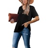 image:imageWIHOLL Womens Tops Casual Short Sleeve V Neck Summer T Shirts Fashion Spring Clothes0black