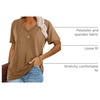 image:imageWIHOLL Womens Tops Casual Short Sleeve V Neck Summer T Shirts Fashion Spring Clothes3tan