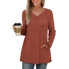 image:imageWIHOLL Womens Tops Fall Fahion 2025 Long Sleeve Shirts Casual Lightweight Tunic Sweaters Fashion Winter Clothing2caramel