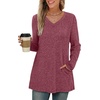 image:imageWIHOLL Womens Tops Fall Fahion 2025 Long Sleeve Shirts Casual Lightweight Tunic Sweaters Fashion Winter Clothing3purple Red