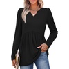 image:imageWIHOLL Womens Tops Long Sleeve Fall Shirts Babydoll Peplum Tops for Women V Neck Tunic Dressy Casual BlousesBlack