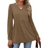image:imageWIHOLL Womens Tops Long Sleeve Fall Shirts Babydoll Peplum Tops for Women V Neck Tunic Dressy Casual BlousesBrown