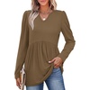 image:imageWIHOLL Womens Tops Long Sleeve Fall Shirts Babydoll Peplum Tops for Women V Neck Tunic Dressy Casual BlousesBrown