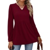 image:imageWIHOLL Womens Tops Long Sleeve Fall Shirts Babydoll Peplum Tops for Women V Neck Tunic Dressy Casual BlousesBurgundy