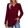 image:imageWIHOLL Womens Tops Long Sleeve Fall Shirts Babydoll Peplum Tops for Women V Neck Tunic Dressy Casual BlousesBurgundy