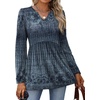 image:imageWIHOLL Womens Tops Long Sleeve Fall Shirts Babydoll Peplum Tops for Women V Neck Tunic Dressy Casual BlousesEthnic Blue