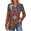 image:imageWIHOLL Womens Tops Long Sleeve Fall Shirts Babydoll Peplum Tops for Women V Neck Tunic Dressy Casual BlousesEthnic Red