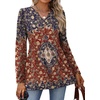 image:imageWIHOLL Womens Tops Long Sleeve Fall Shirts Babydoll Peplum Tops for Women V Neck Tunic Dressy Casual BlousesEthnic Red