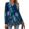 image:imageWIHOLL Womens Tops Long Sleeve Fall Shirts Babydoll Peplum Tops for Women V Neck Tunic Dressy Casual BlousesFloral Blue