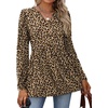 image:imageWIHOLL Womens Tops Long Sleeve Fall Shirts Babydoll Peplum Tops for Women V Neck Tunic Dressy Casual BlousesLeopard Brown