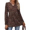 image:imageWIHOLL Womens Tops Long Sleeve Fall Shirts Babydoll Peplum Tops for Women V Neck Tunic Dressy Casual BlousesLittle Flowers
