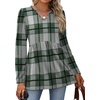 image:imageWIHOLL Womens Tops Long Sleeve Fall Shirts Babydoll Peplum Tops for Women V Neck Tunic Dressy Casual BlousesPlaid Green