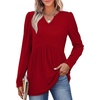image:imageWIHOLL Womens Tops Long Sleeve Fall Shirts Babydoll Peplum Tops for Women V Neck Tunic Dressy Casual BlousesRed