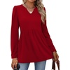 image:imageWIHOLL Womens Tops Long Sleeve Fall Shirts Babydoll Peplum Tops for Women V Neck Tunic Dressy Casual BlousesRed